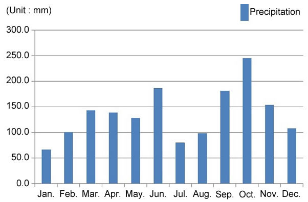 Monthly average precipitation